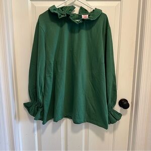 Elizabeth Wilson Design Mary Louise Sweatshirt Ruffle Green Medium Size XXXL